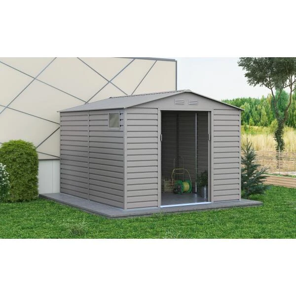 Sinolily Evan Plus E Tuinhuis Met Dubbele Schuifdeur En Raam - 8,84 M² - Grijs - Afbeelding 2