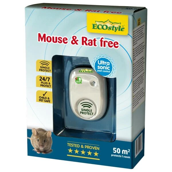 Ecostyle Mouse & Rat Free Ultrasone Verjager Op Netstroom - 50 M²